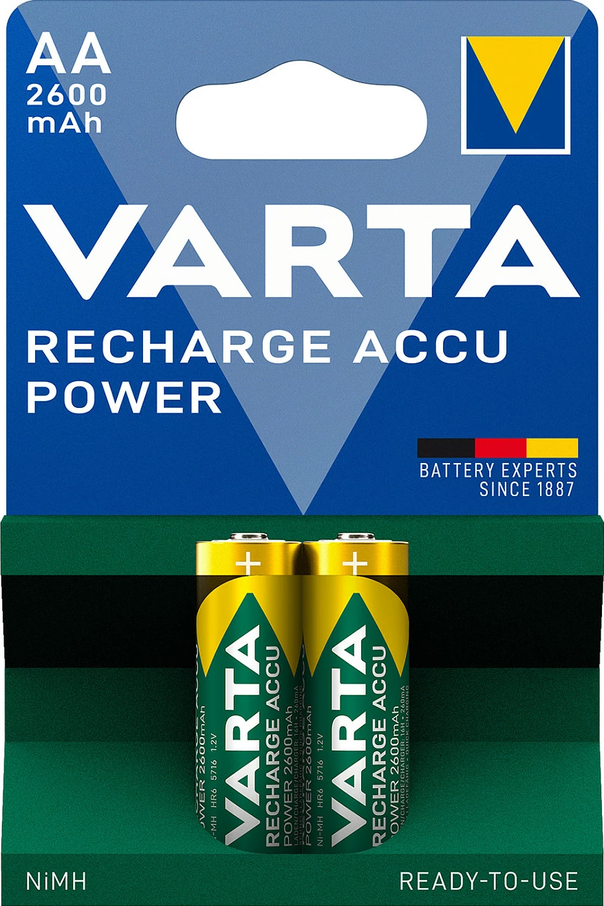 Bateri rikarikueshme VARTA 05716 AA NiMH 2600mAh 1.2V, 2 copë, Gold/Green