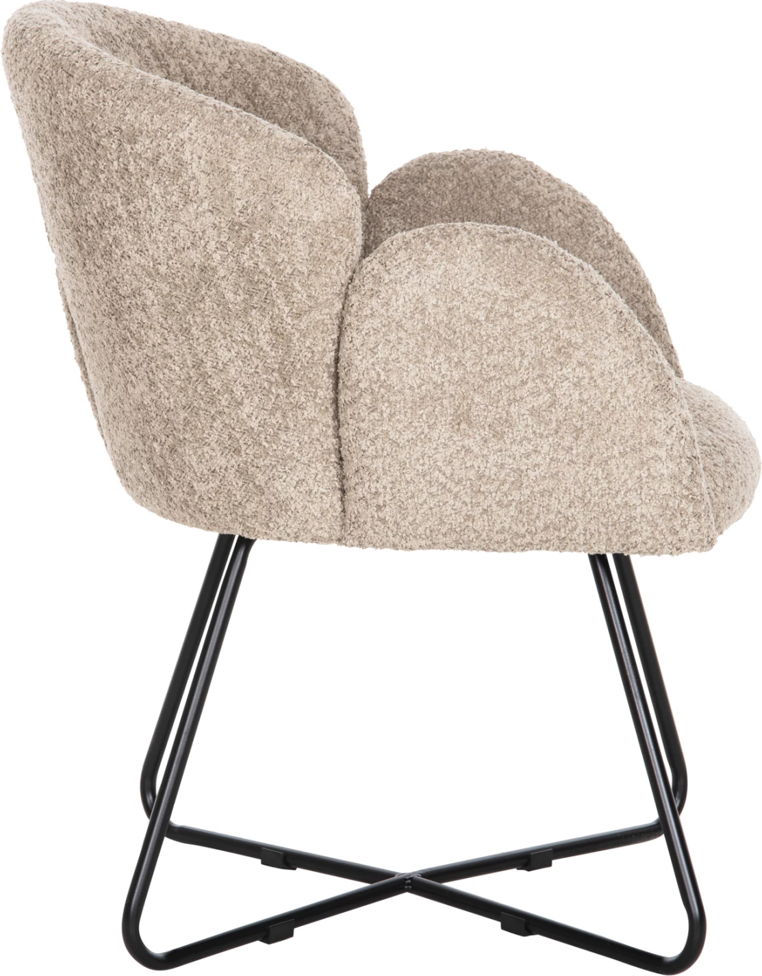 Karrige HARNIS FH9603.08, ngjyrë bezhë, bazë metalike e zezë, 59.5x64x77 cm