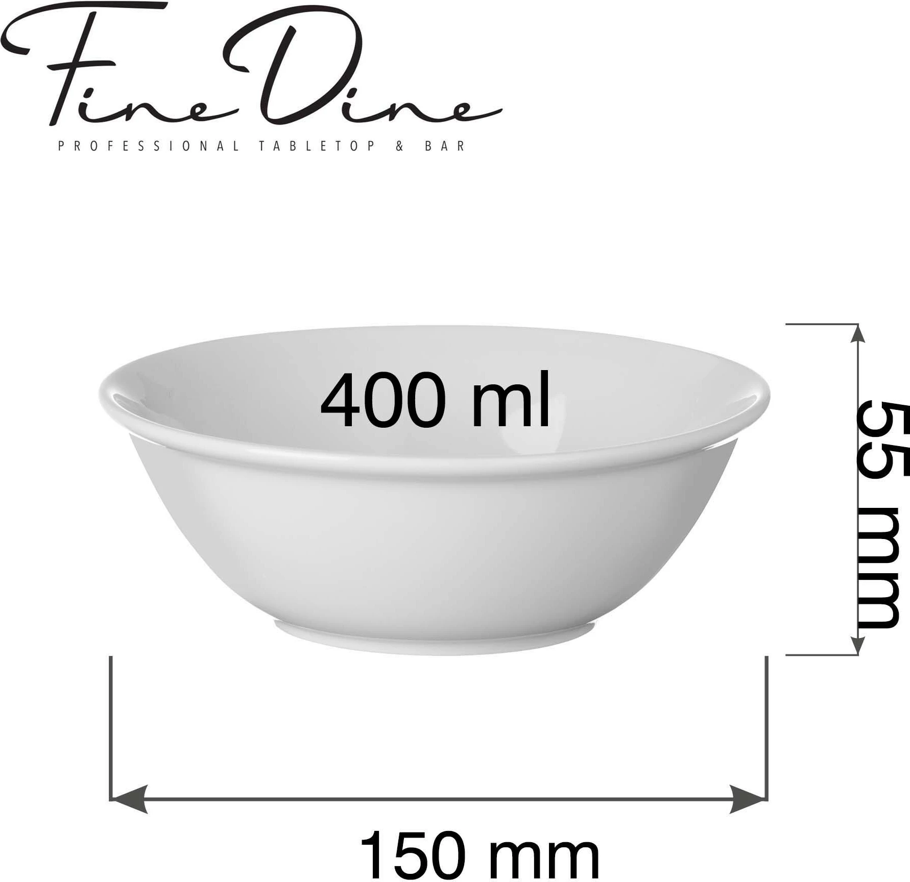 Tas buffet Fine Dine Pure Bianco 400 ml 150 mm i bardhë set 6 copë