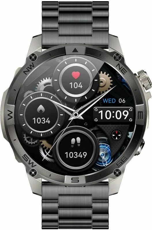 Smartwatch Gravity GT46-3, rrip silikoni + byzylyk çeliku, grafit