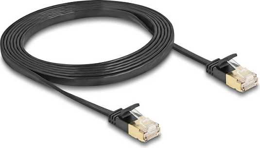 Kabllo rrjeti DeLOCK RJ45 Cat7 U/FTP 2m e sheshtë, e zezë