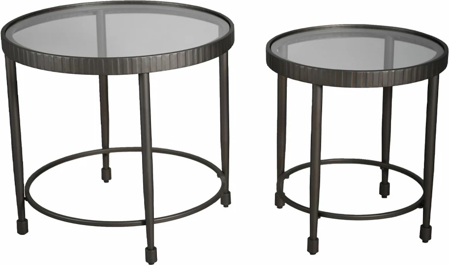 Set tavolinash anësore Granaz, 2 copë, ngjyrë gunmetal, 65x65x60