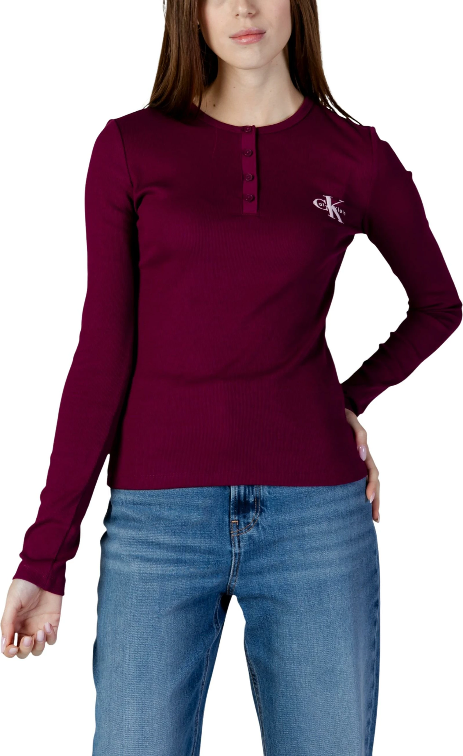 Maicë me mëngë të gjata për femra Calvin Klein Jeans LV047E201G, bordo [Madhësia: M]