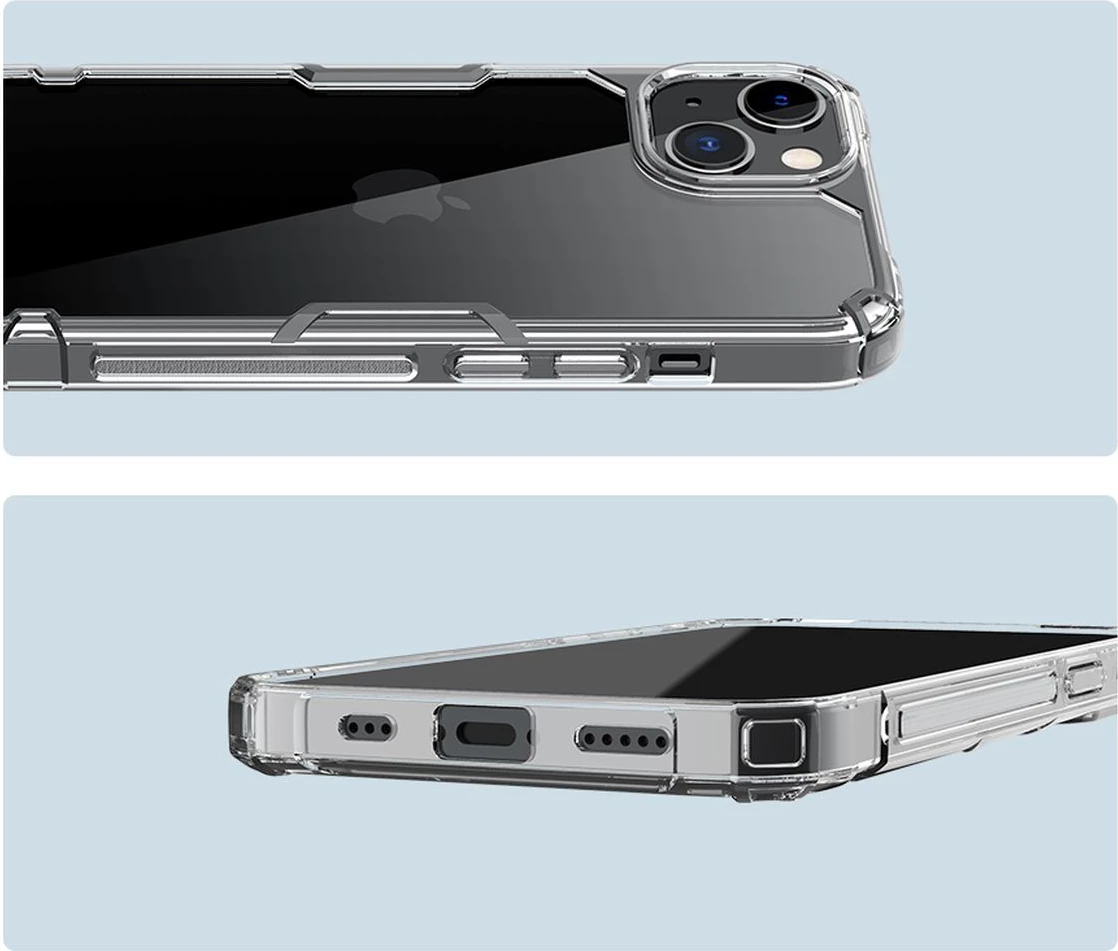 Mbështjellës Nillkin Nature Pro për iPhone 14, transparent/blu