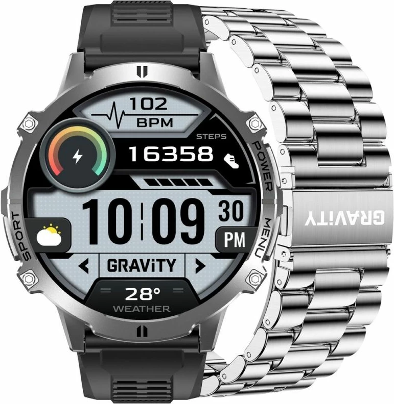 Smartwatch Gravity GT42-3, rrip grafit + byzylyk
