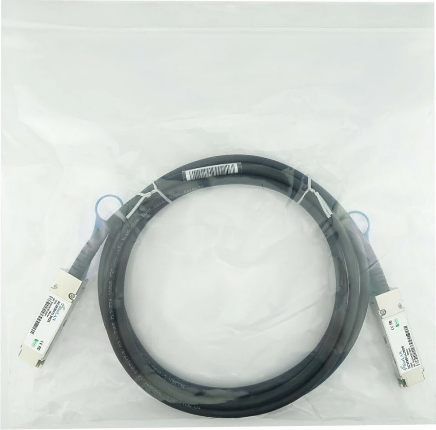 Kabllo DAC QSFP28 BlueOptics ACC761-10000S SC282801L1M30, 1m, 100Gbit/s, Coral/Silver