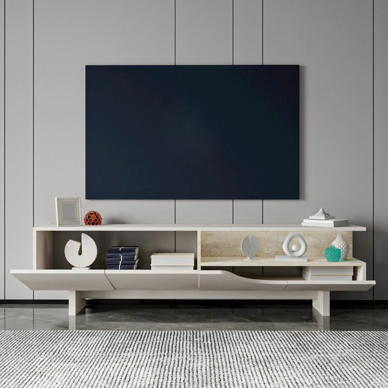 Komodë TV Skye Decor, Line, ngjyrë bezhë