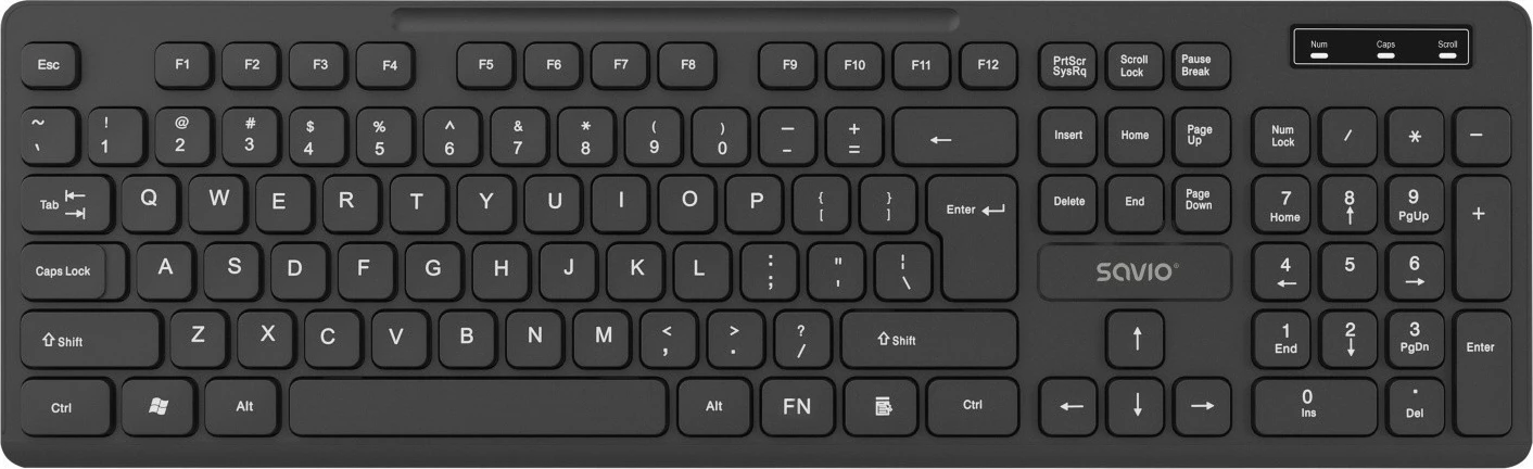 Tastierë wireless Savio KB-02, standarde, 2.4 GHz, USB, e zezë