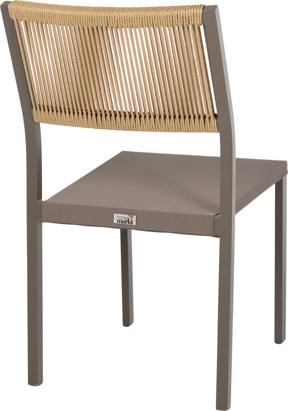 Karrige alumini, kornizë shampanjë dhe tekstil me ratan sintetik bezhë, 46x55.5x83H cm