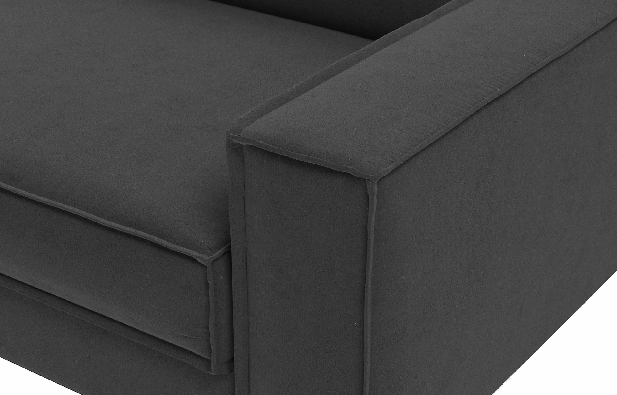 Divan treshe Atelier del Sofa, ngjyrë gri e natës, këmbë dru arre