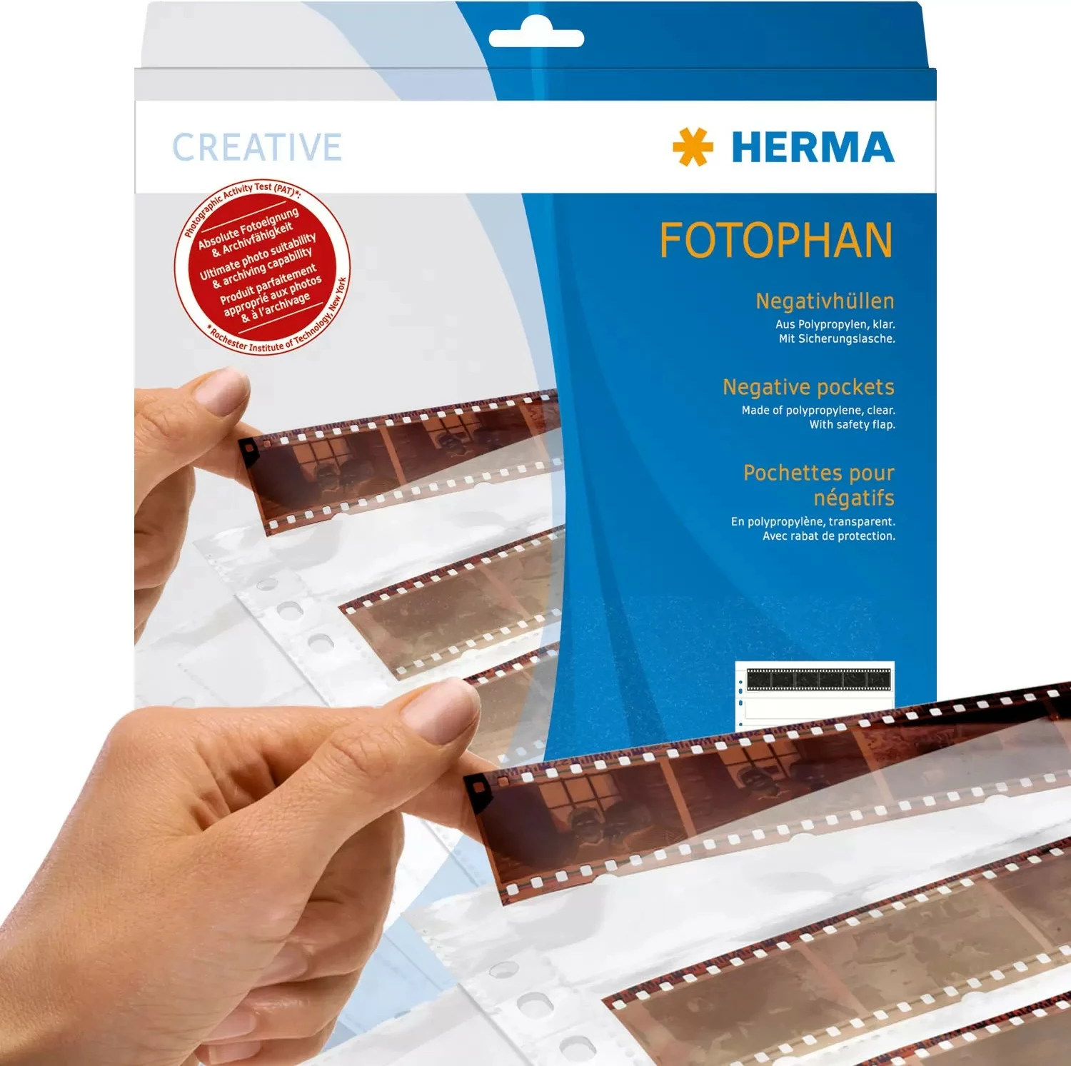 Fletë transparente për negativë HERMA, 100 copë, polipropilen, me shirita për riorganizim