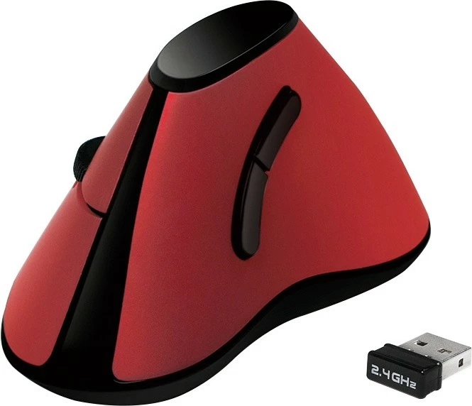 Maus ergonomik vertikal LogiLink ID0159, wireless, 2.4GHz, i kuq
