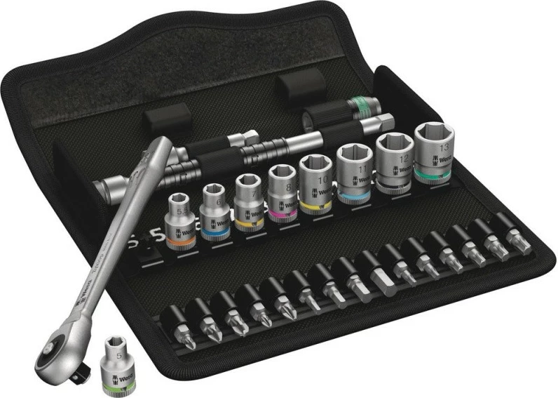 Set çelësa me racetë Wera 8100 SA 7, 1/4", 2 doreza, ngjyrë e zezë/krom