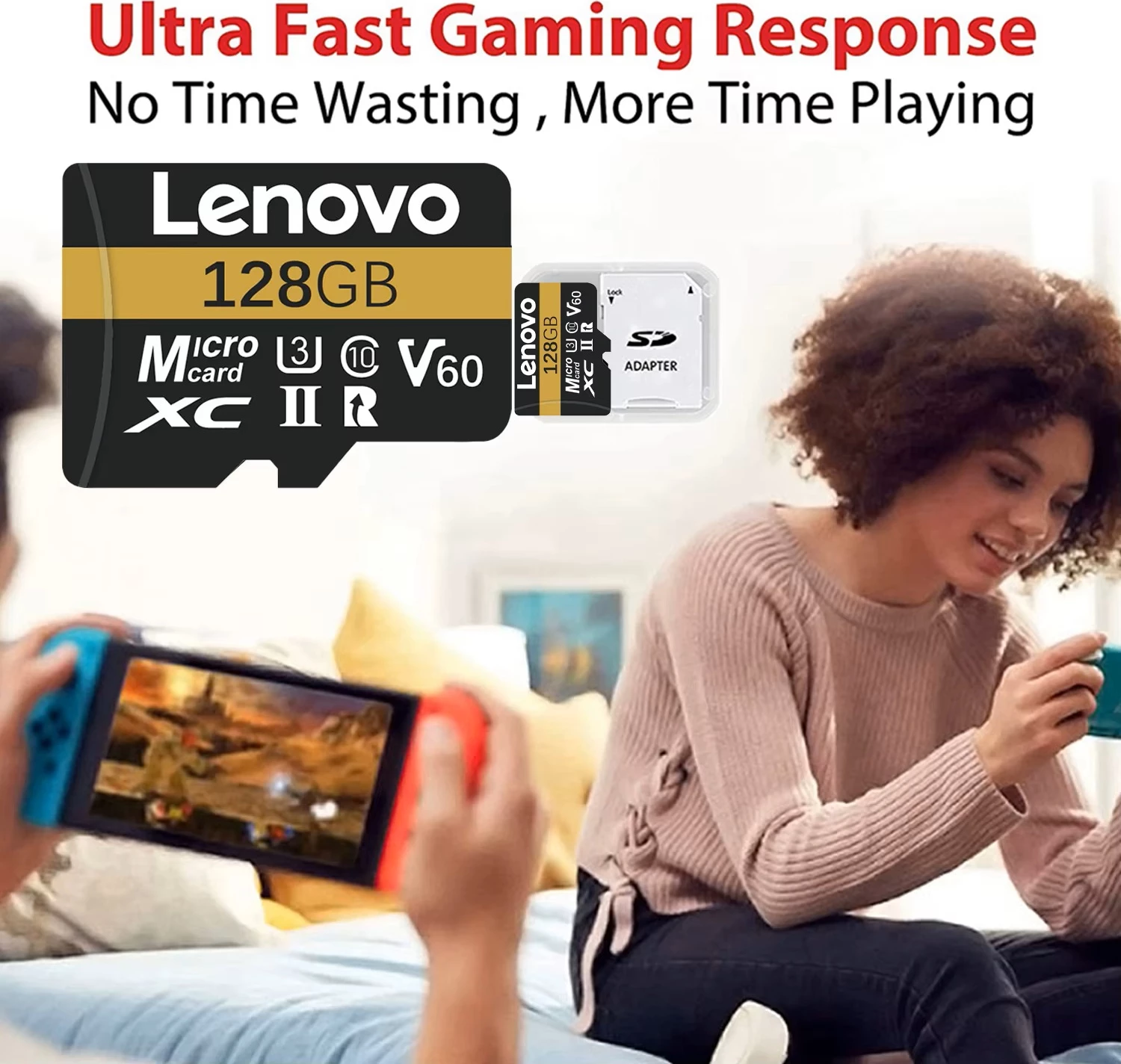 Sim Kartele - SD Card Micro Lenovo 256GB me Adapter, me funksione komunikimi dhe gjurmimi, ngjyrë e zezë