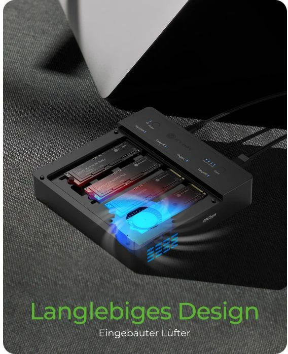 Stacion klonimi ICYBOX IB-4013MCL-C4, 4x M.2 NVMe, USB4 40 Gbit/s, offline clone 1:3, i zi