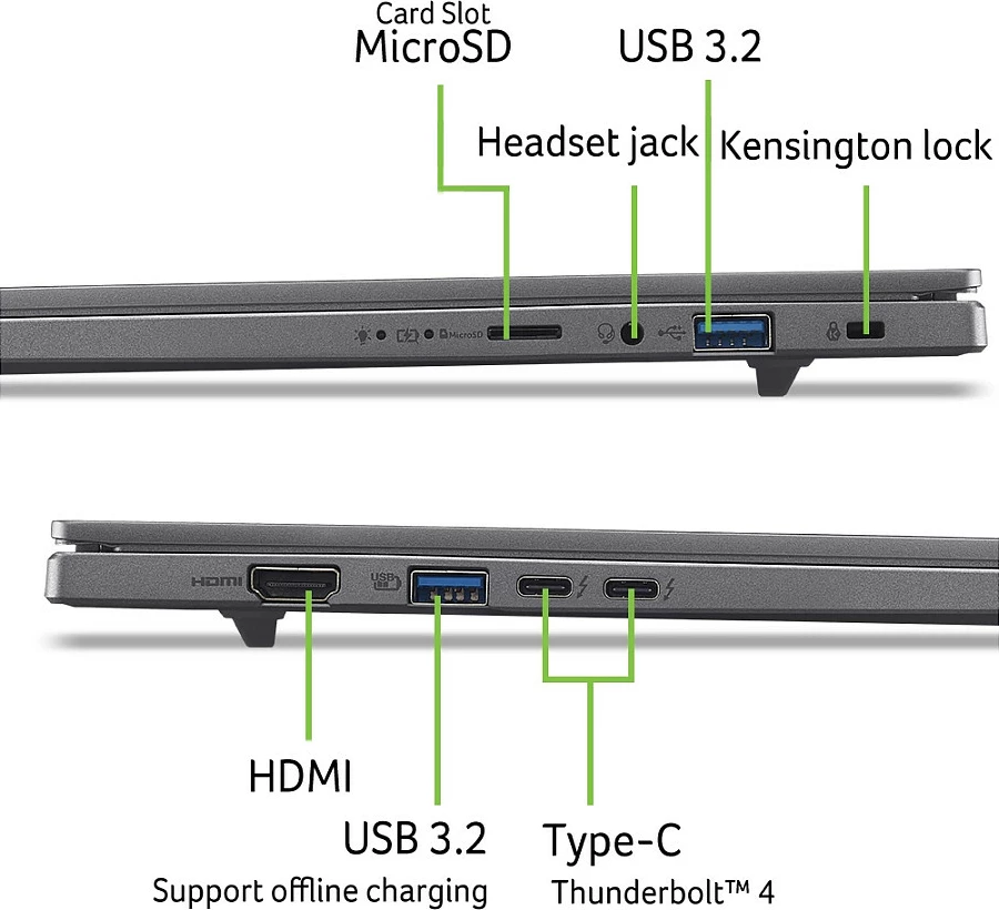 Laptop Acer Aspire 16 AI OLED A16-52M-916J, Core Ultra 9 288V, 32GB RAM, 1TB SSD, 16 inç OLED, Windows 11 Home, i hirtë