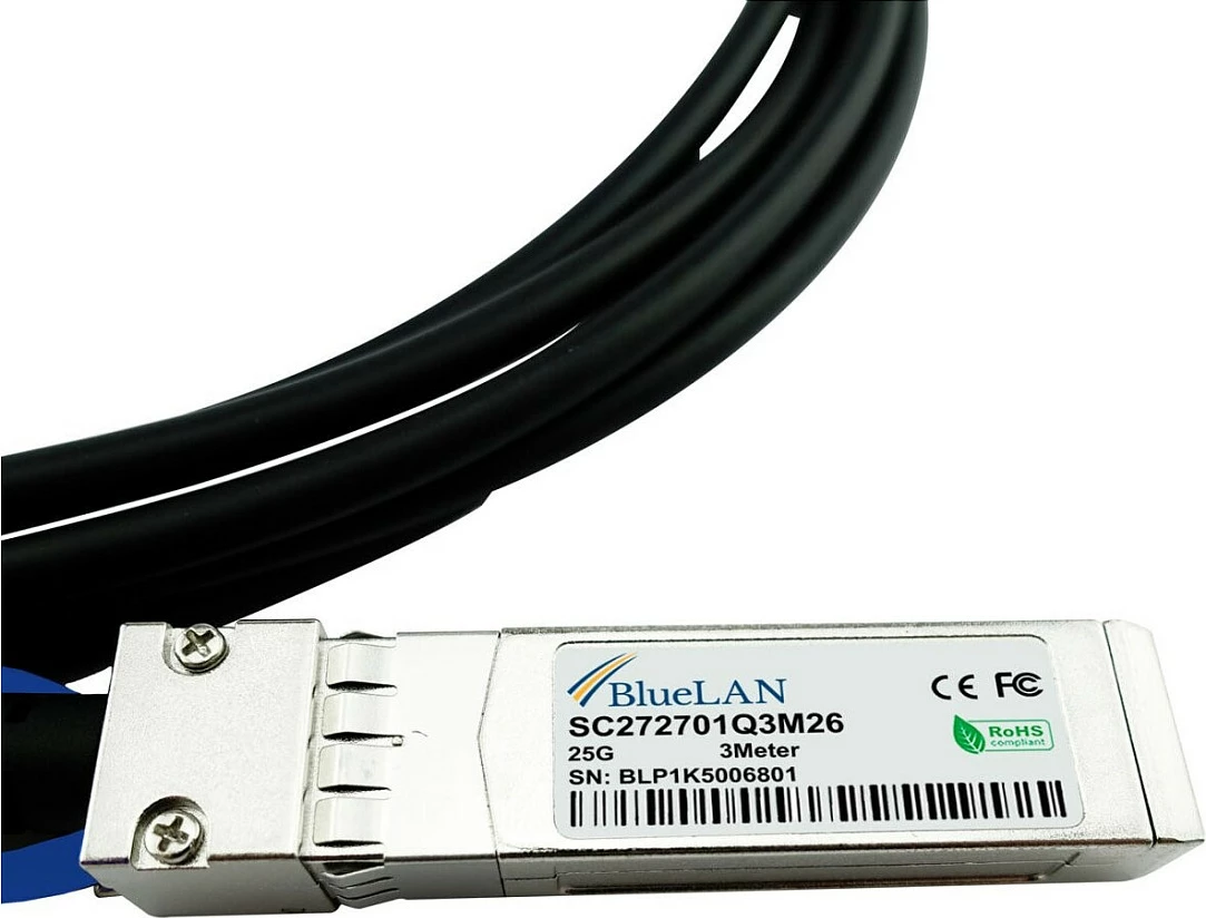 Kabllo DAC SFP28 BlueOptics BlueLAN XXVDACBL1M, 25Gb/30 Gbit/s, 1 m, e zezë