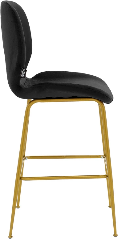 Karrige për bar Impel, këmbë metalike të arta-velvet e zezë