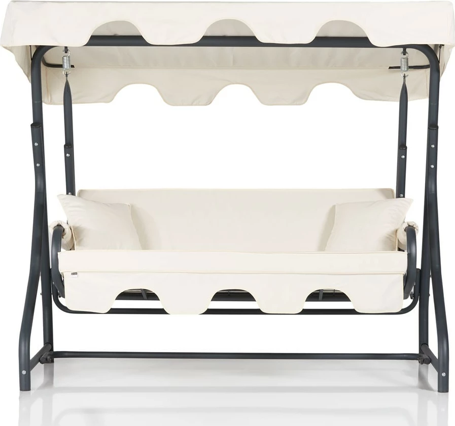 Karrige lëkundëse treshe për kopsht, Ruta 19, ngjyrë e gjelbër e errët dhe e bardhë