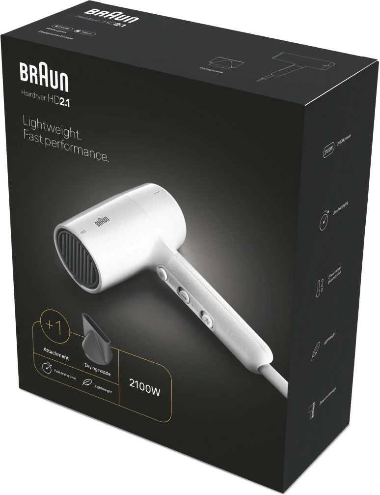 Tharëse flokësh Braun BRHD210E 2100W e bardhë me koncentrator