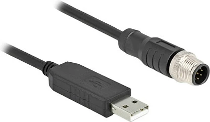 Kabllo seriale DeLOCK USB 2.0 Type-A në M12 RS-232 8-pin (A-coded), 1.8 m, e zezë