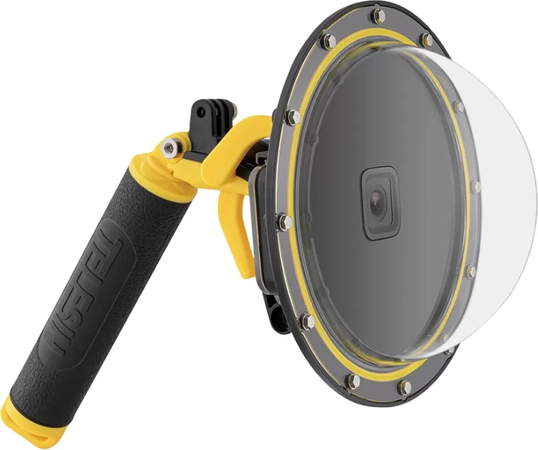 Kasë nënujore Telesin Dome Port GP-DMP-T09 për GoPro Hero 9/10/11/12, e zezë dhe e verdhë