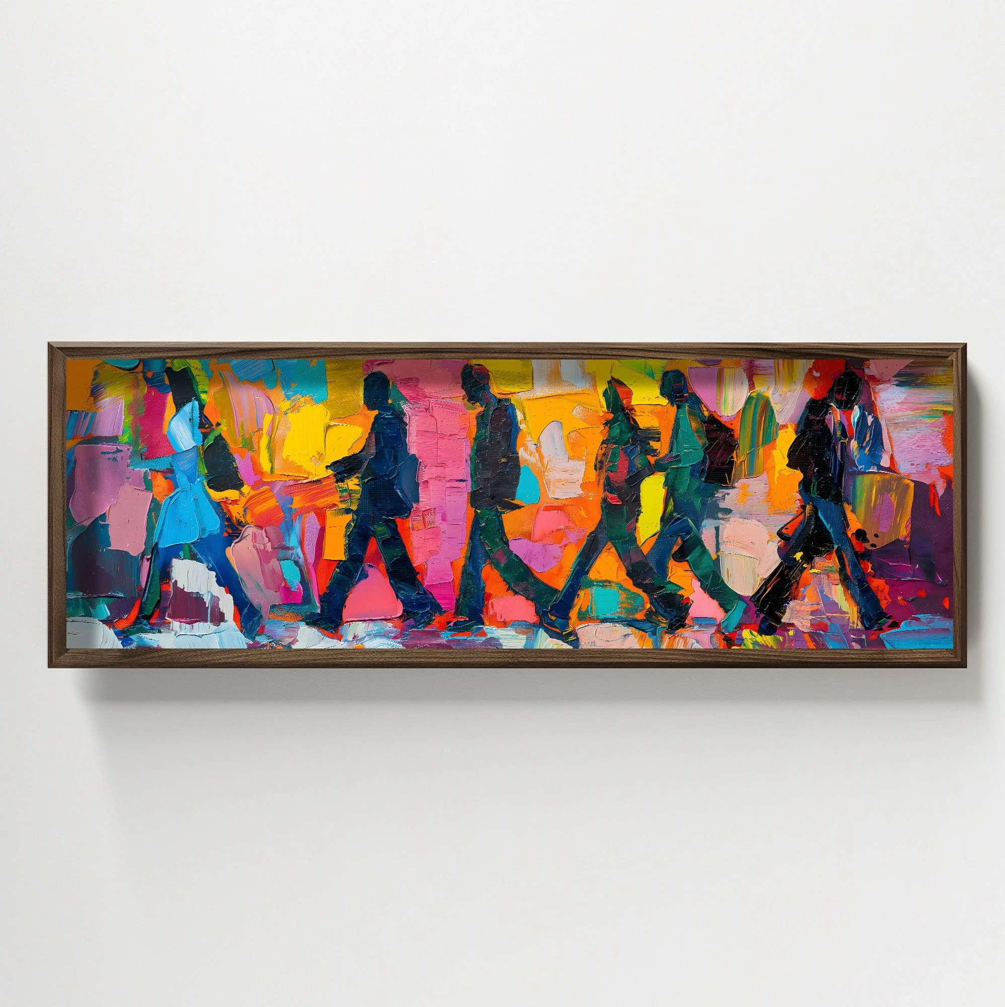 Pikturë dekorative me kornizë MDF, shumëngjyrëshe, HUM040, 120x40x3.5cm