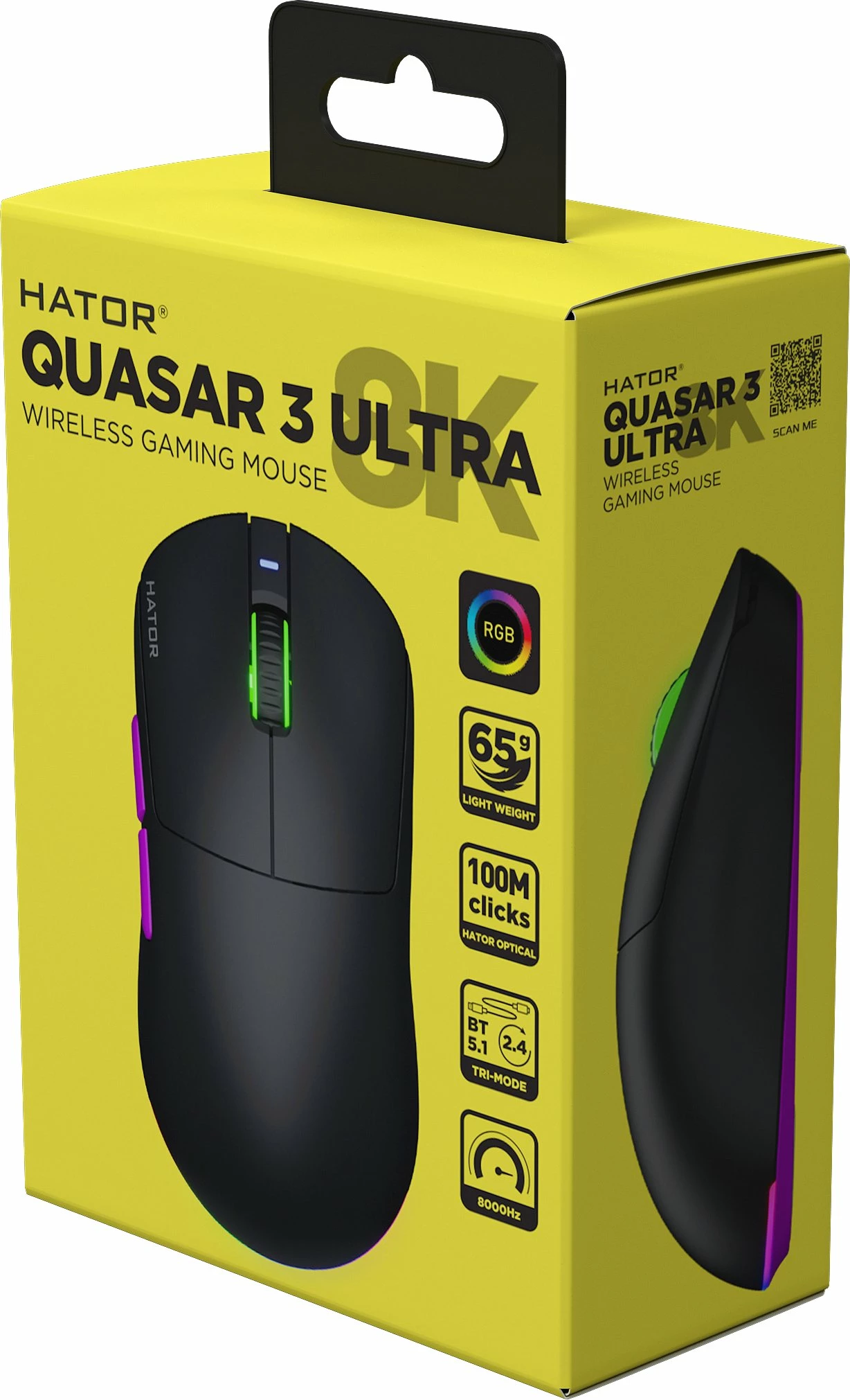 Maus gaming Hator Quasar 3 Ultra HTM770 30000 DPI wireless RGB, i zi