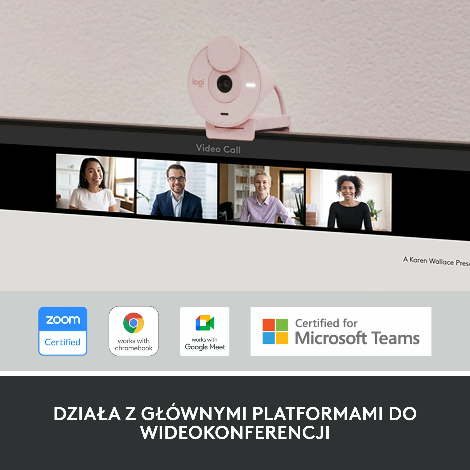 Webcam Logitech Brio 300 960-001448 Full HD 1080p USB-C, rozë