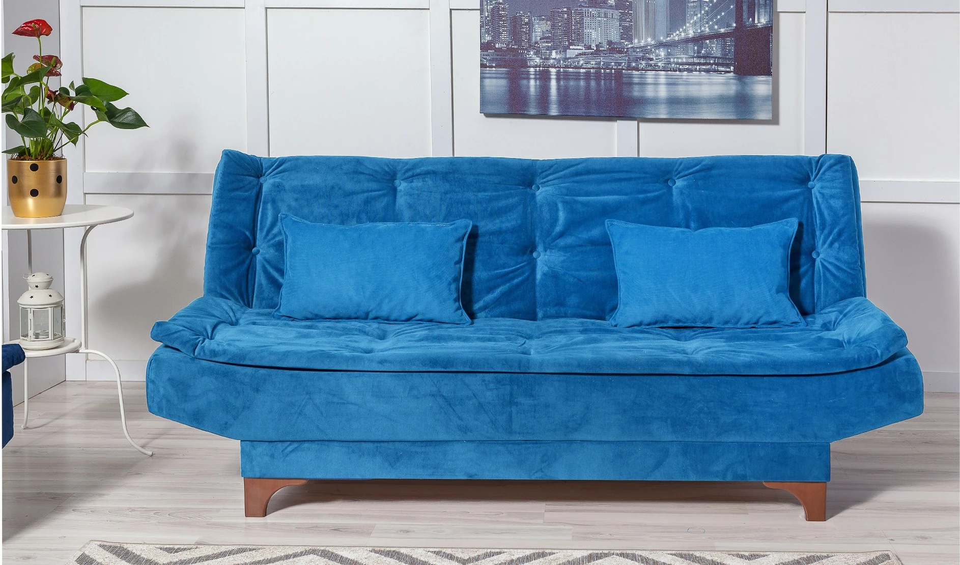 Divan-krevat 3 vendësh Atelier del Sofa, Kelebek, ngjyrë e kaltër