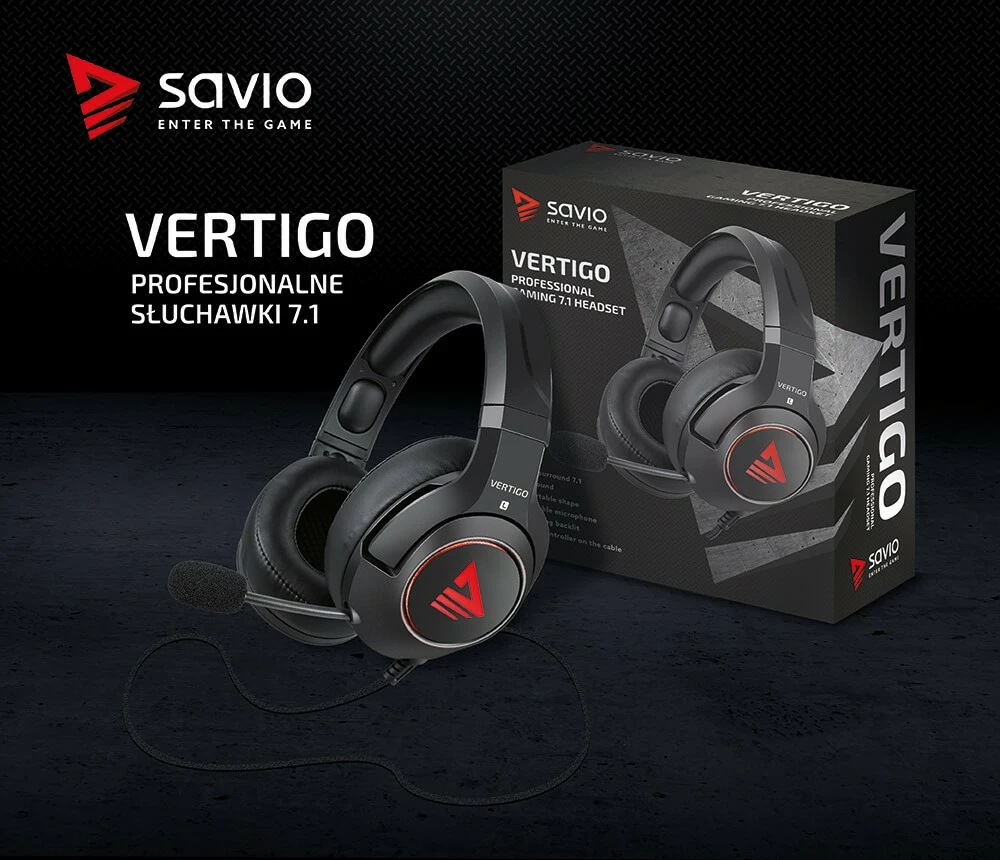 Kufje gaming Savio Vertigo me mikrofon, Surround 7.1, USB, të zeza
