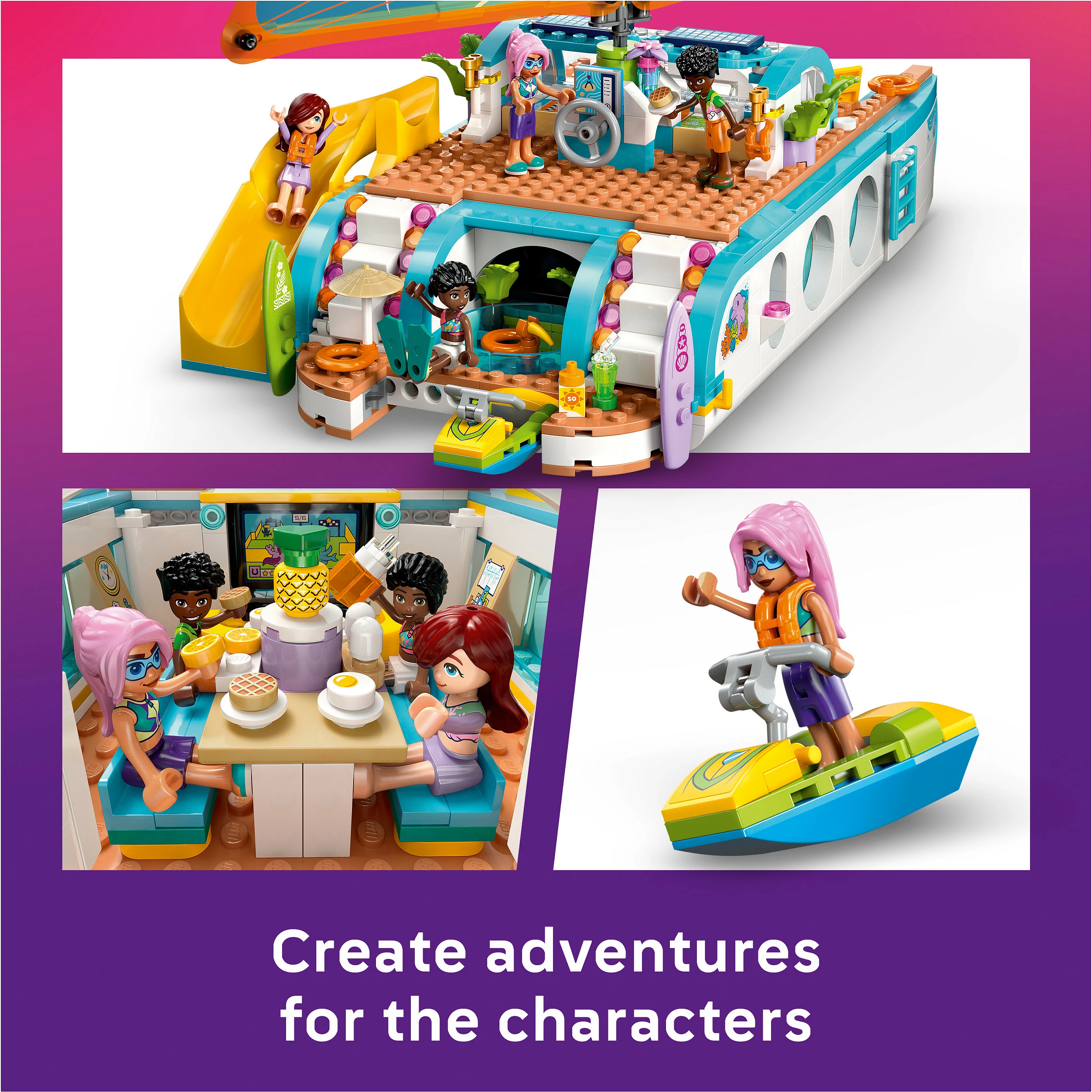 Set ndërtimi LEGO Friends 42664 Travel Boat Adventure, 685 pjesë, 8+, shumëngjyrësh