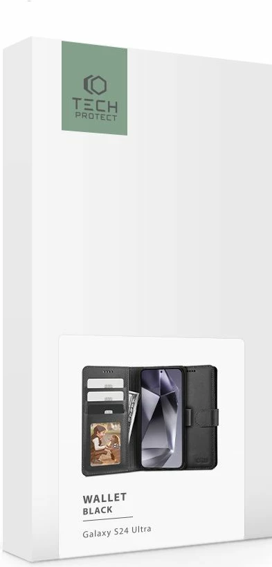 Mbështjellës portofol Tech-Protect për Samsung Galaxy S24 Ultra, eko-lëkurë, i zi
