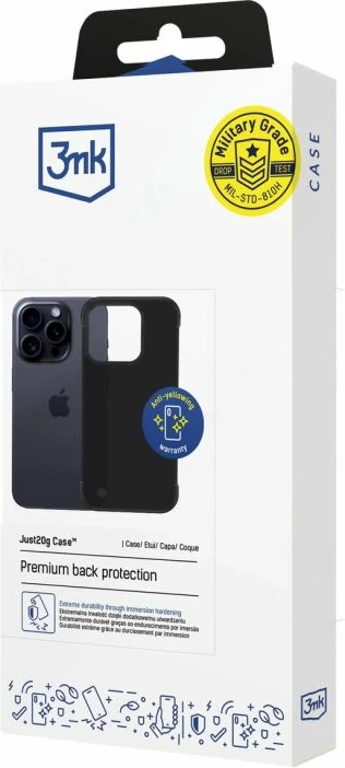 Kutí telefoni 3mk Just20g Matt për iPhone 15 Pro, e zezë