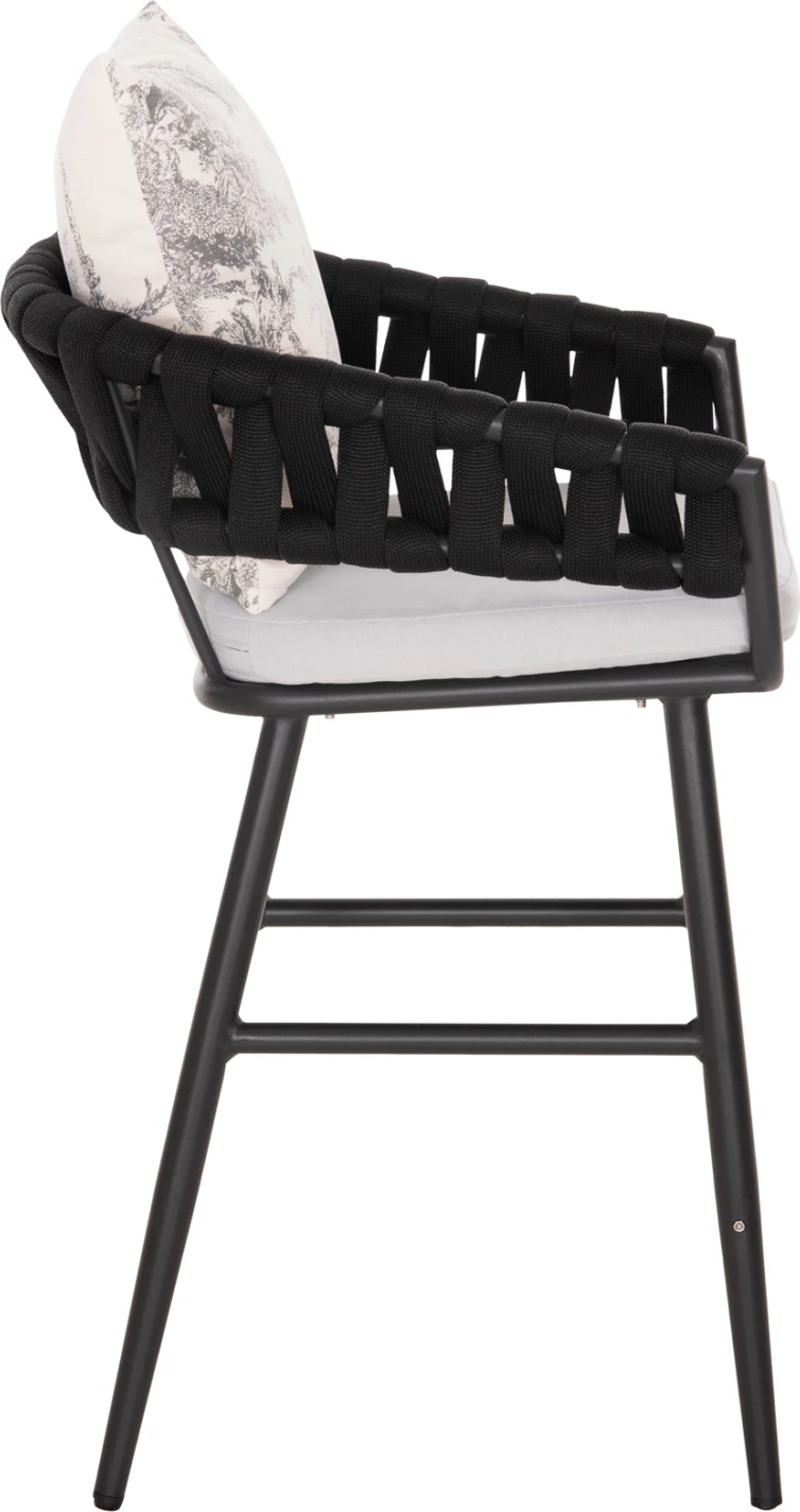 Karrige për bar alumini CAMDEN FH6142.01, ngjyrë antracit, me jastëk mbrapa ecru me dizajn print, 56x60x108H cm