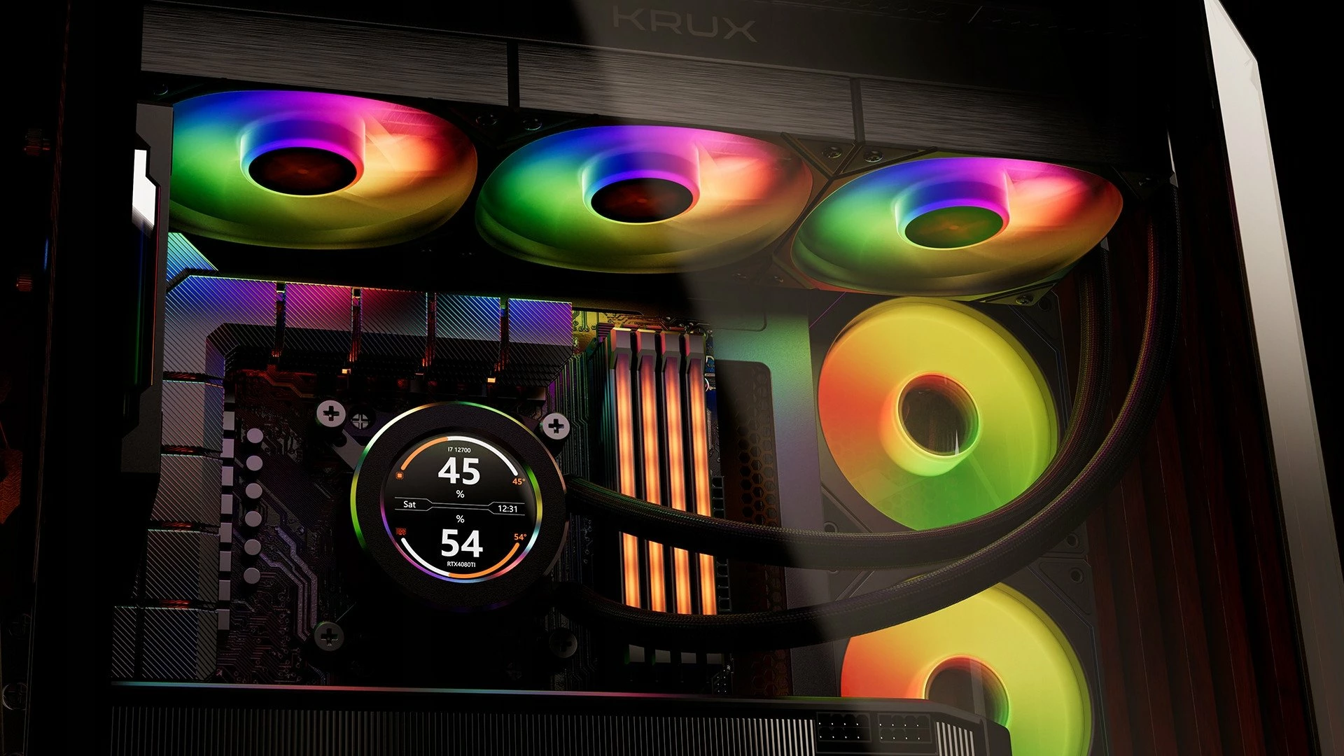 Ftohës me ujë Krux HydroGlance 360 ARGB LCD KRXE004, radiator 360mm, 3x120mm PWM