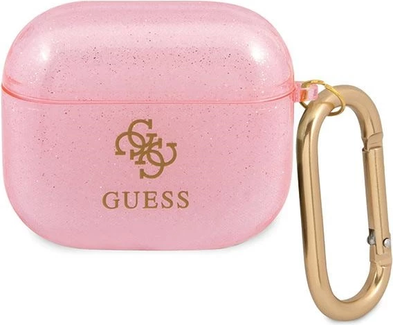 Mbështjellës Guess Glitter për AirPods 3, rozë