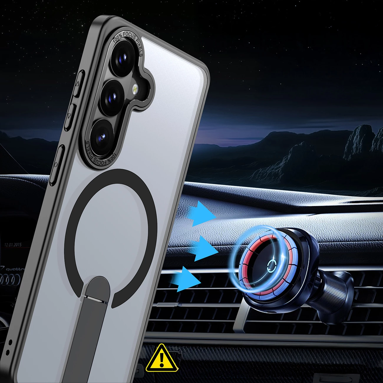 Mbështjellës Hurtel Hybrid Armor X për Samsung Galaxy A57, MagSafe, me mbajtëse 360°, i zi