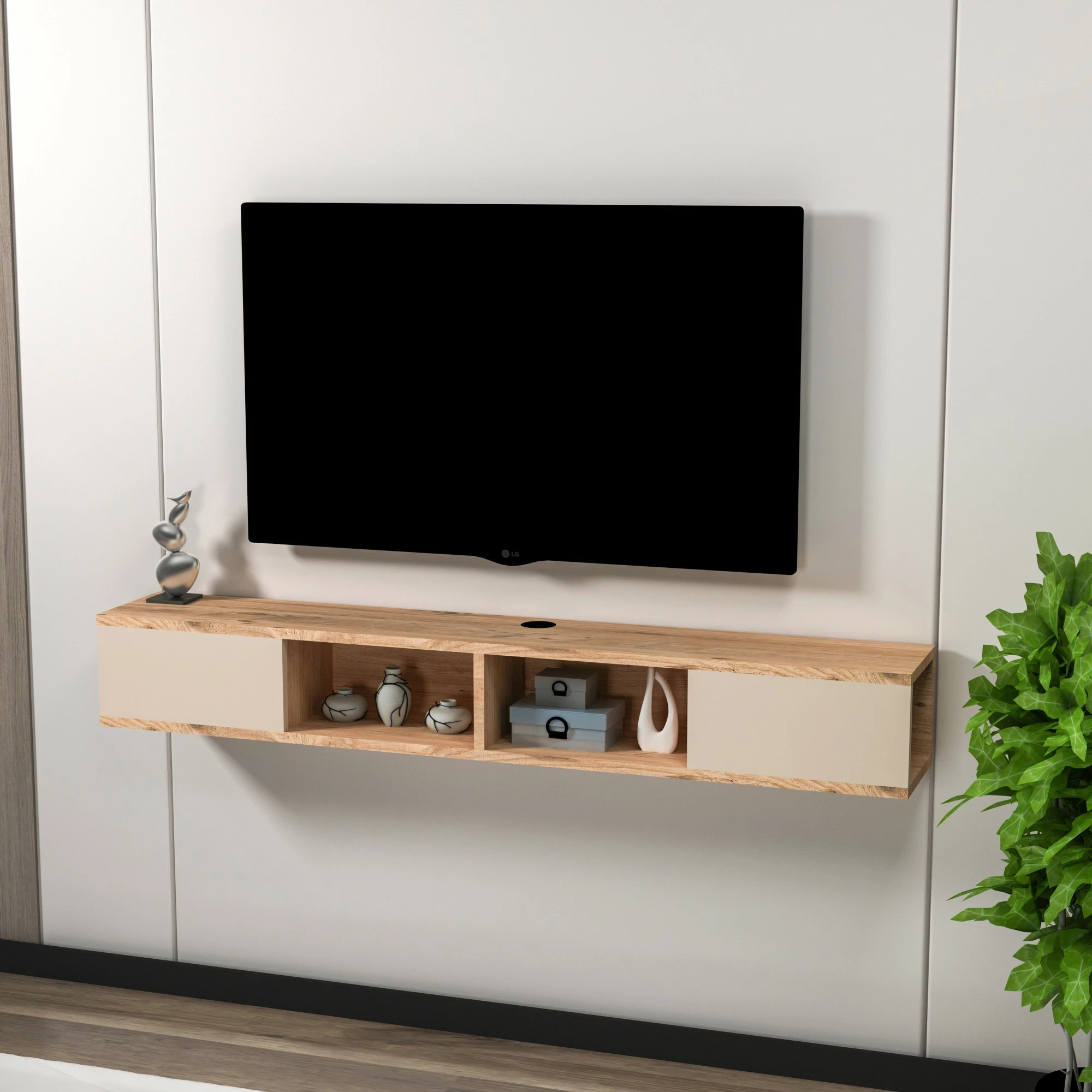 Komodë TV Hanah Home Mayer, ngjyrë Atlantic Pine, bezhë