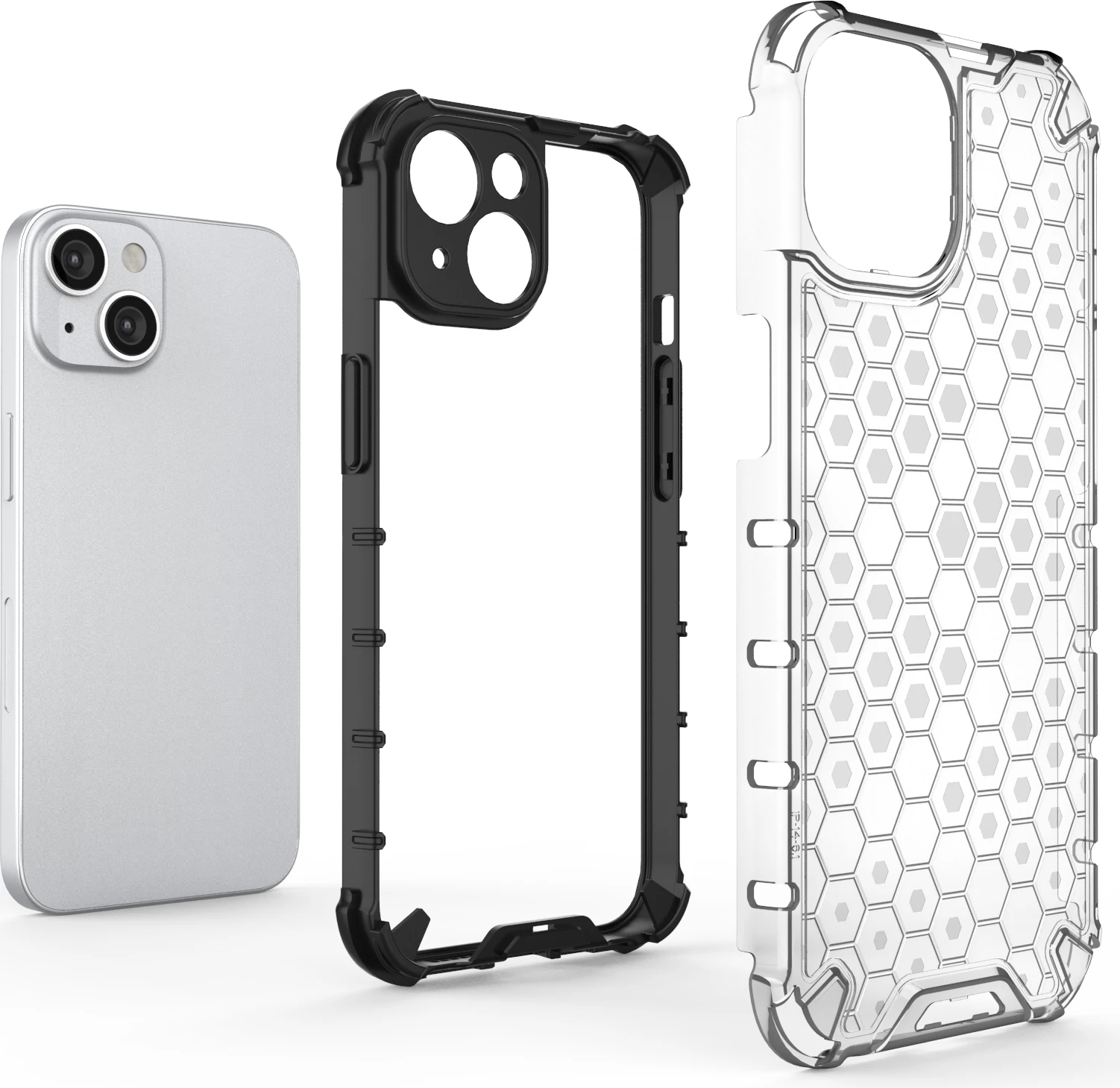 Mbështjellës Hurtel Honeycomb për iPhone 14, i zi