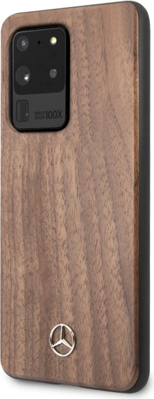 Mbështjellës Mercedes Wood Line Walnut për Samsung Galaxy S20 Ultra, kafe