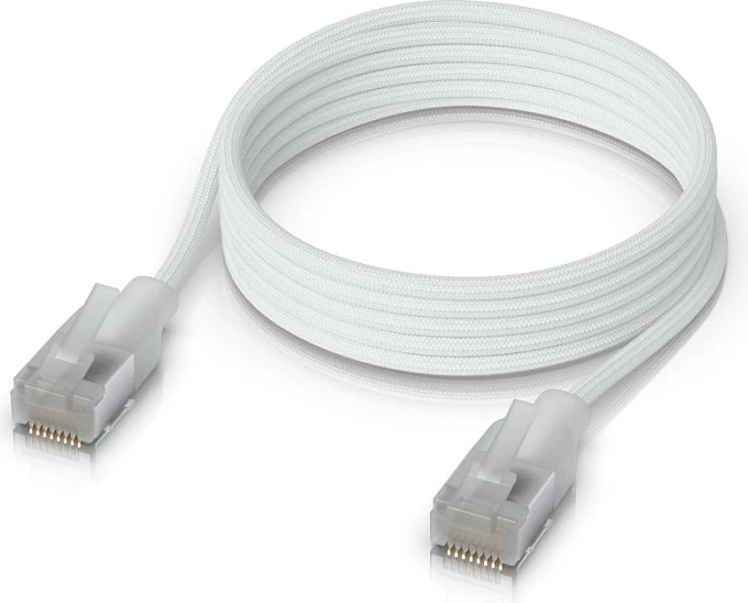 Kabllo rrjeti Ubiquiti UACC-Cable-Patch-EL-C6A-1M-W, Cat6a, 1 m, RJ-45 në RJ-45, shielded, 10GbE, PoE++ , Translucent White