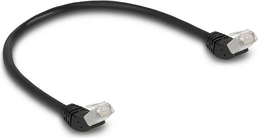 Kabllo rrjeti DeLOCK Cat6a RJ45, 0.5 m, konektorë të këndshëm 45°, S/FTP, e zezë