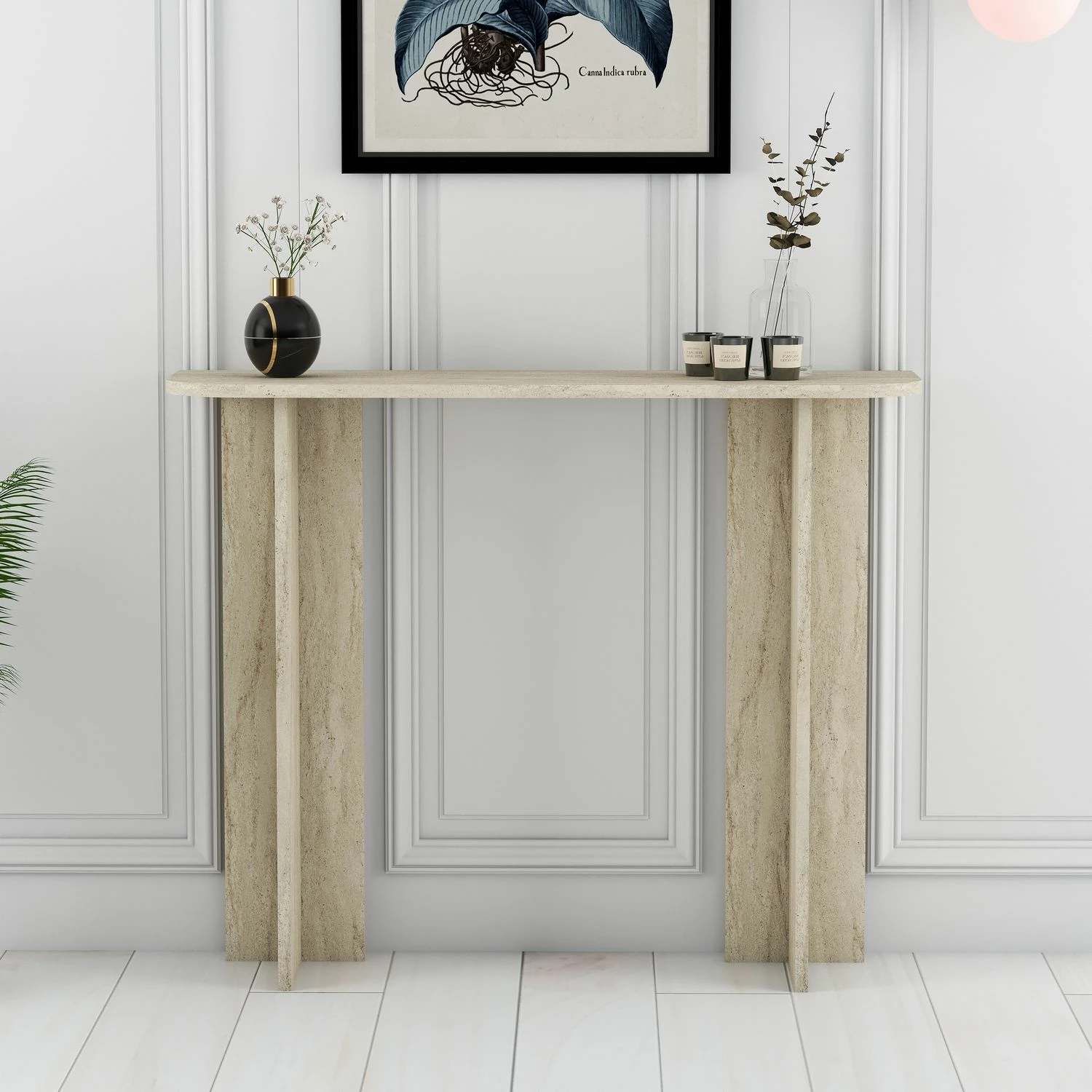 Tavolinë grimi, ngjyrë travertin, Skye Decor, Modena