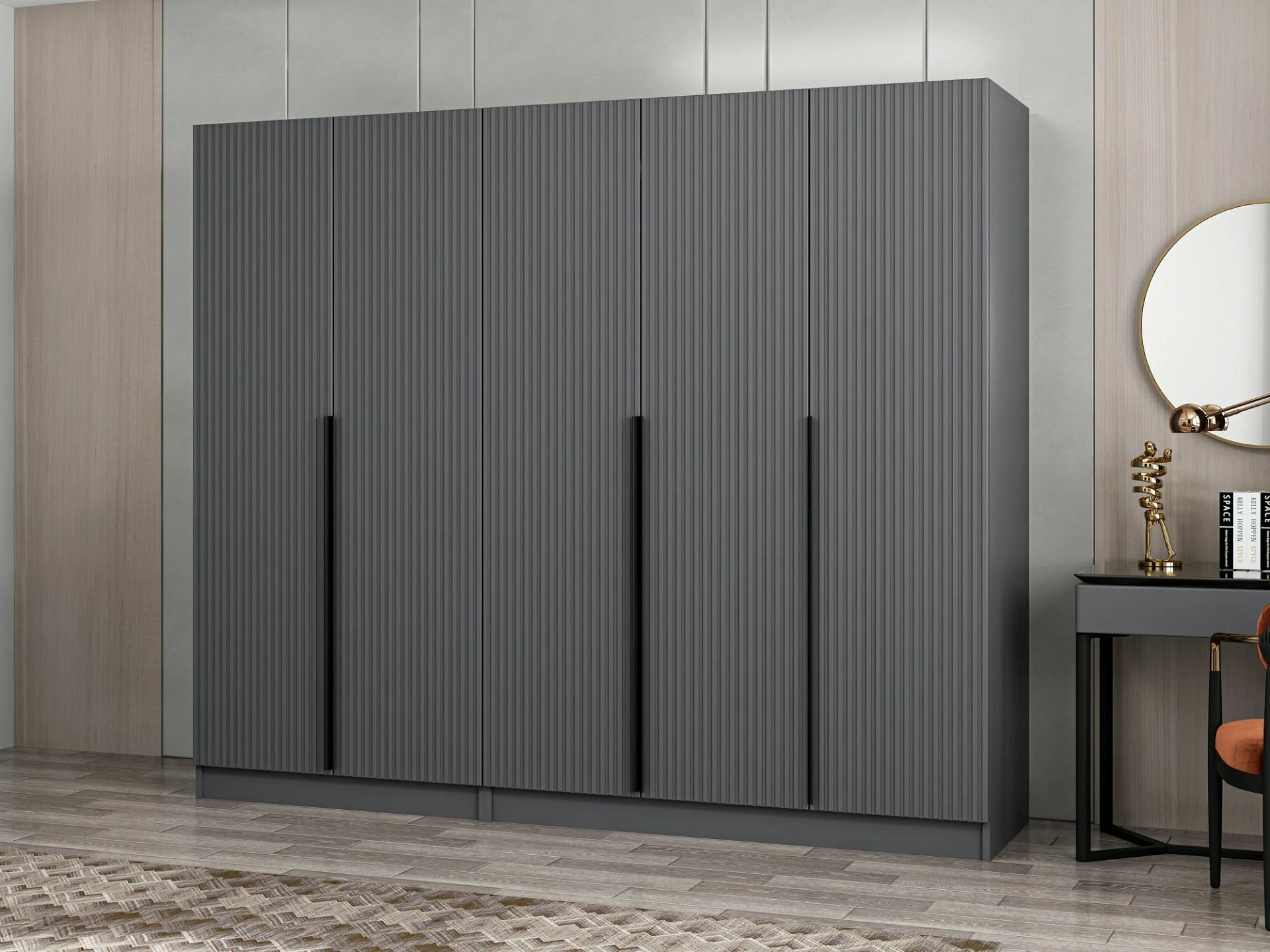 Dollap garderobe Skye Decor, ngjyrë antracit, Kale Plus - 7775