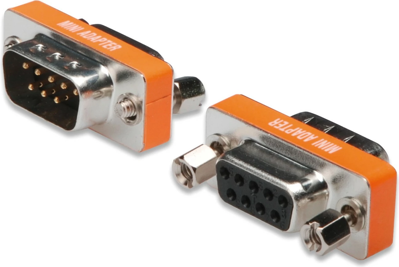 Adapter VGA Digitus Mini Zero-Modem, D-Sub9, mashkull/femër, portokalli/argjendtë
