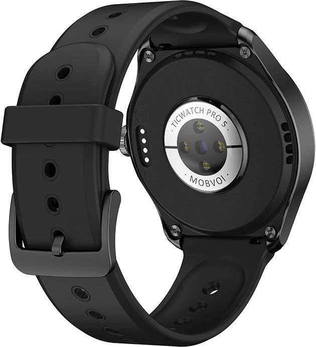 Smartwatch Mobvoi TicWatch Pro 5 GPS Elite Edition, 1.43", 32GB, 2GB RAM, i zi, set me rrip silikoni dhe rrip eco-leather