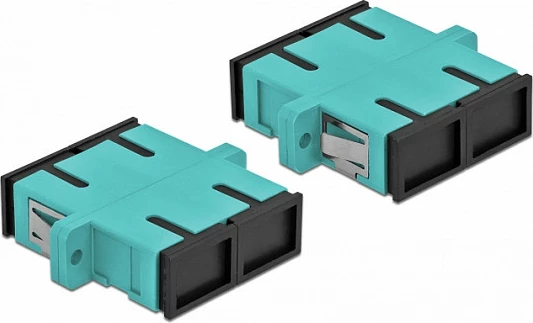 Adapter fibër optike DeLOCK SC Duplex Female-Female, Multimode OM3, 4 copë, kaltër e hapët
