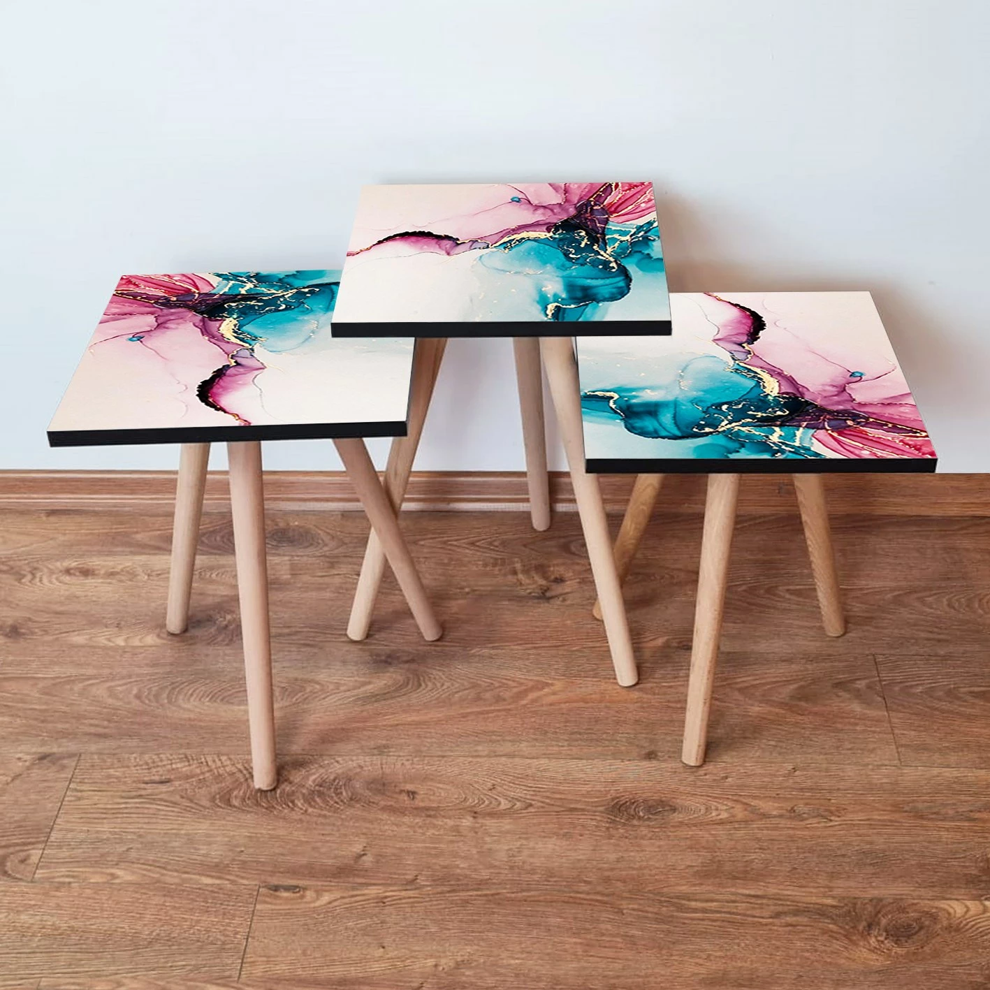 Set tavolinash të mbivendosura, 3 copë, Skye Decor, 3Shp102, rozë