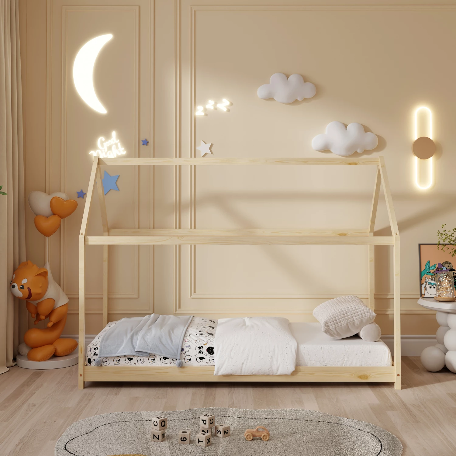 Krevat për fëmijë PEPE FH678.01 t.MONTESSORI DRU PISHË NATYRAL- 140x70cm